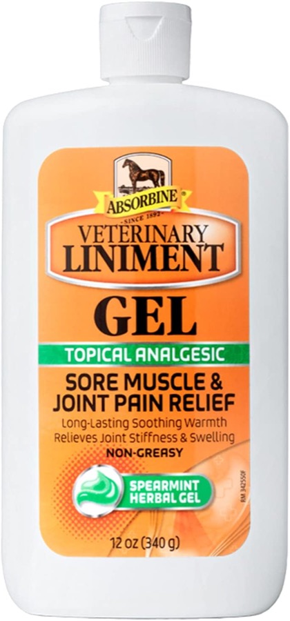 Absorbine Veterinary Liniment Gel, 12 oz Bottle | Gel Format, Menthol Scent, Topical Rub Easy to Use, Fast Relief, Sore Muscl
