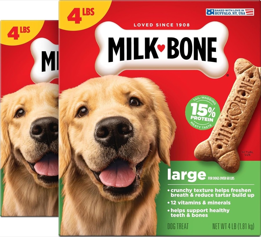 Milk-Bone Original Medium Dog Biscuits, 10 lb Box | 280+ treats, classic meaty taste, crunchy dog treats for dogs 20-50lbs, 1