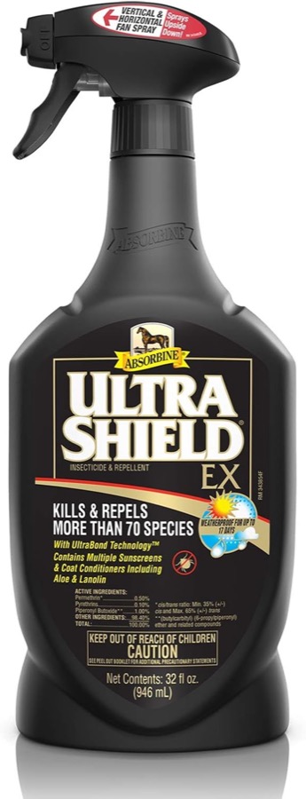 Absorbine UltraShield EX Insecticide & Repellent, 32 fl oz Sprayer | Use on Horses, Dogs & Premise, Kills & Repels 70+ Specie