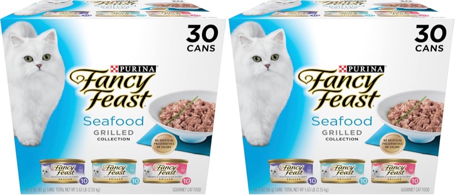 Purina Fancy Feast Grilled Seafood Wet Cat Food, 3 oz Cans, 24-Pack | Variety Pack, crafted with real seafood in savory gravy