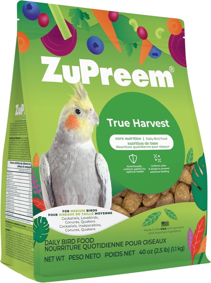 ZuPreem FruitBlend Cockatiel &amp; Conure Food, Uniform Bird Food, M, 2 lb | Bird Food Pellets, Real Fruit, Blend, Cockatiel Food