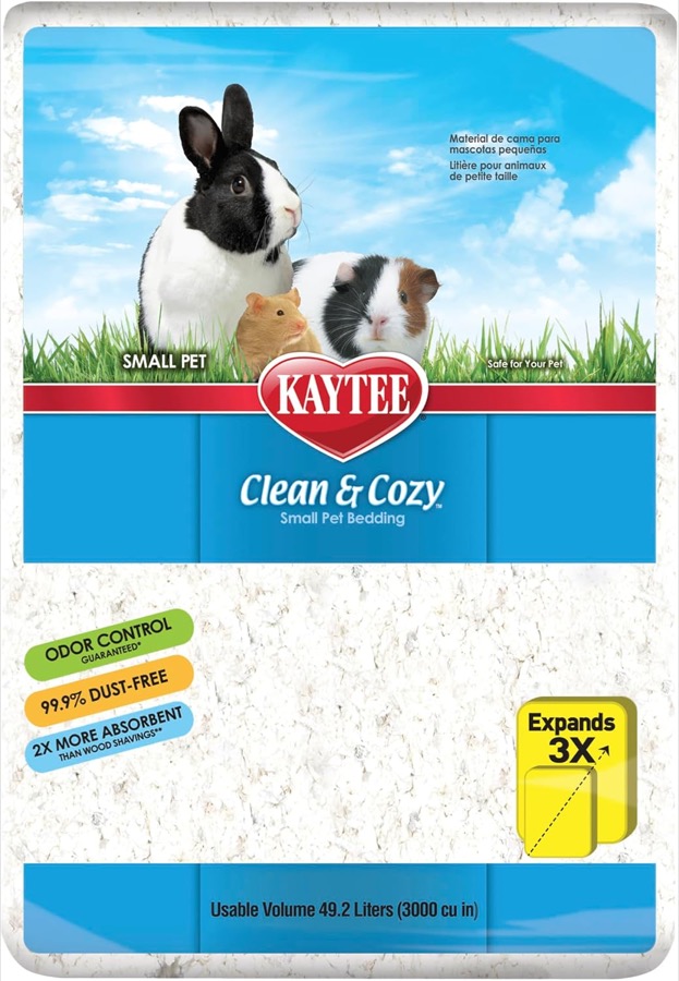 Kaytee Clean & Cozy Paper Bedding for Small Animals, White, 49.2 Liters | Fresh habitats. Soft guinea pig bedding. Odor contr