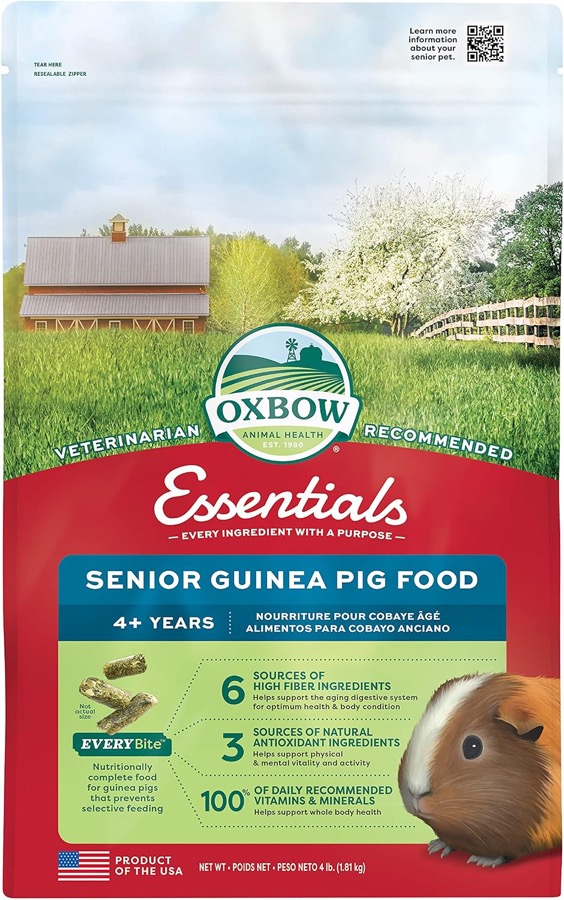 Oxbow Essentials Adult Guinea Pig Food, Timothy Hay Pellets, USA, 5 lb | Guinea Pig Pellets, Vitamin C For Guinea Pigs, Stabi