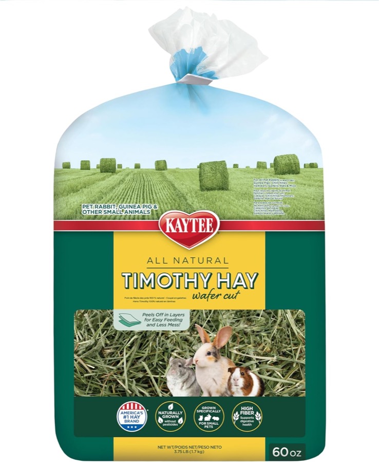 Kaytee Wafer Cut Timothy Hay for Rabbit &amp; Guinea Pigs, 60 Ounce | Less mess. Rabbit hay peels in layers. High fiber, guinea p