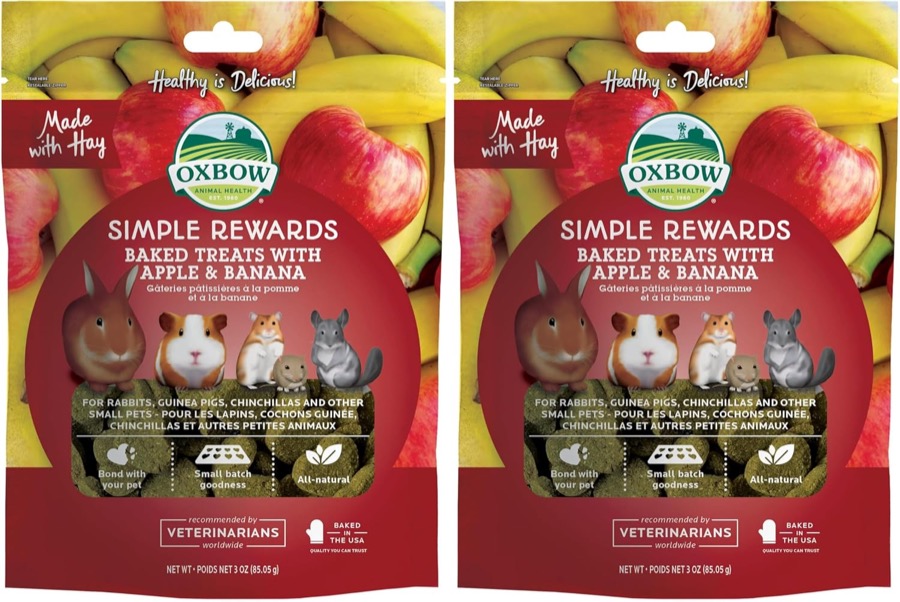 Oxbow Simple Rewards Guinea Pig & Rabbit Treats, Apple Banana, Baked, 3 oz | Timothy Hay, Bunny Treats, Hamster Treats, Chinc