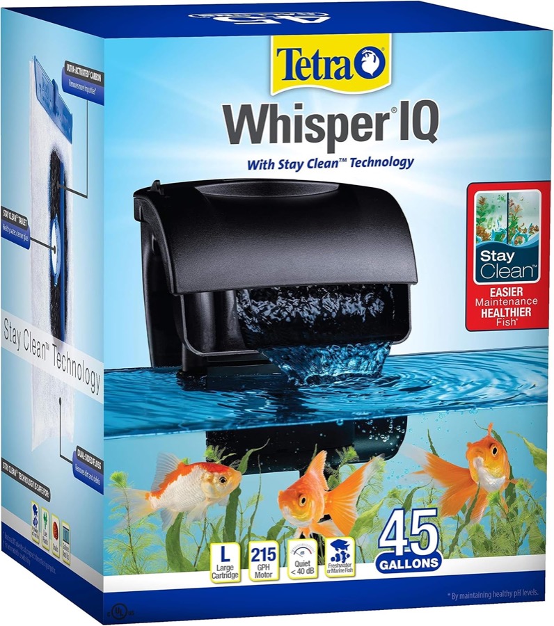Tetra Whisper IQ 130 GPH Power Filter for Aquariums | For Fish Tanks Up To 20 Gallons, Whisper Quiet, Freshwater Or Marine Fi
