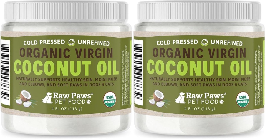 Raw Paws Virgin Organic Coconut Oil for Dogs &amp; Cats (4-oz) - Skin &amp; Coat | Dry Nose &amp; Paw Balm - Itchy Skin Support - Hot Spo