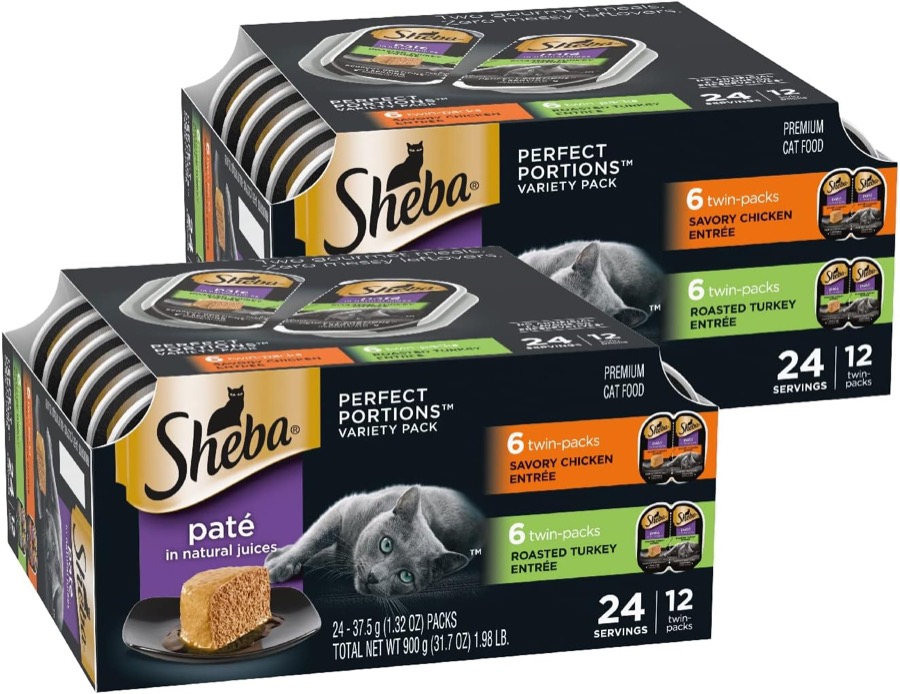 Sheba Perfect Portions Pate Wet Cat Food, Seafood Variety, 2.6 oz, 24 ct | Grain-free, made in USA, Sustainable Salmon, Signa
