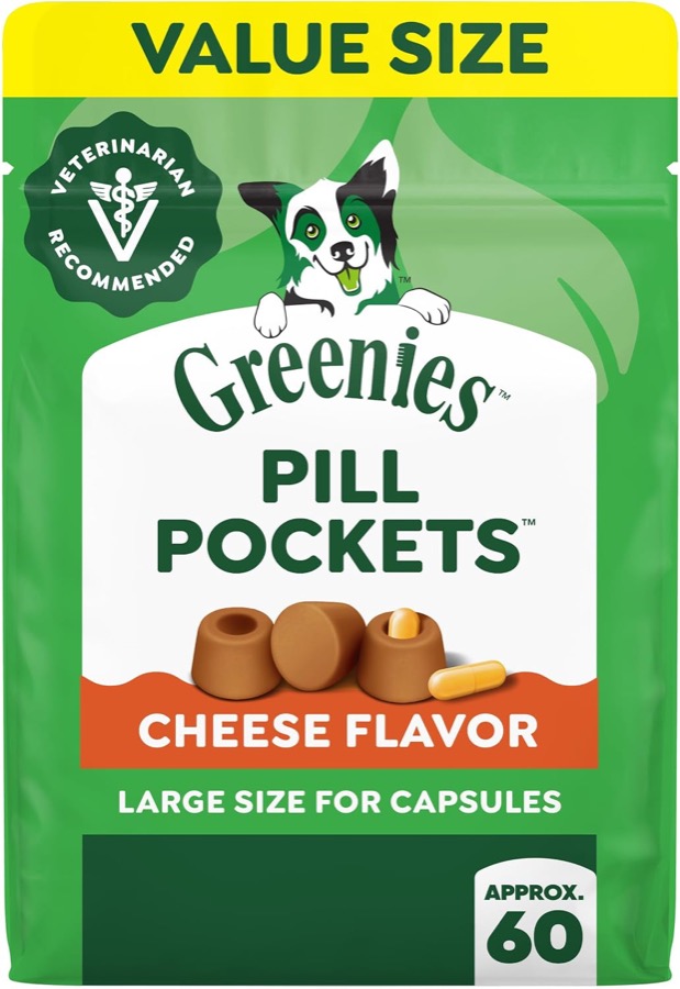 Greenies Pill Pockets Large Size Dog Treats, Peanut Butter, 15.8 oz | Vet-recommended, capsule size, low calorie, odor maskin