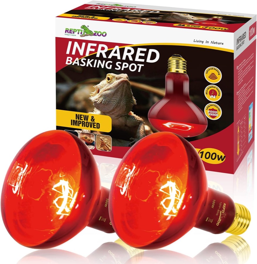 REPTI ZOO 2 Pack Heat Lamp 100W, Intense Basking Spot Simulated Natural Sunlight Heating Lamp Bulb, Heat Emitter UVA Heat Lam