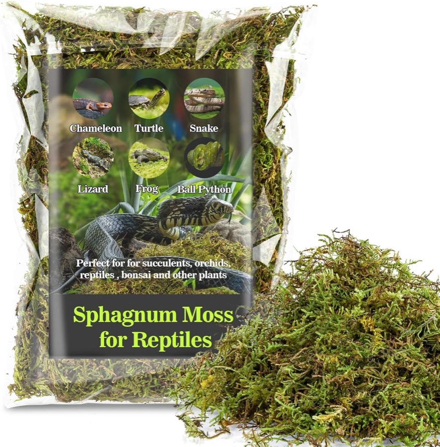 Sukh Sphagnum Moss for Reptiles - Green Terrarium Moss Substrate, 5oz | Habitat Bedding for Gecko, Snake, Turtle, Frog, Beard