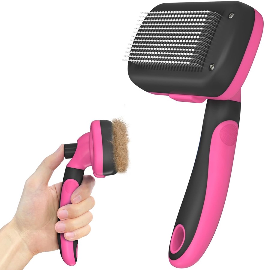 Dipoo Self Cleaning Shedding Brush - Skin Friendly Grooming Tool for Dogs, Cats, and Puppies, Deshedding and Hair Removal for