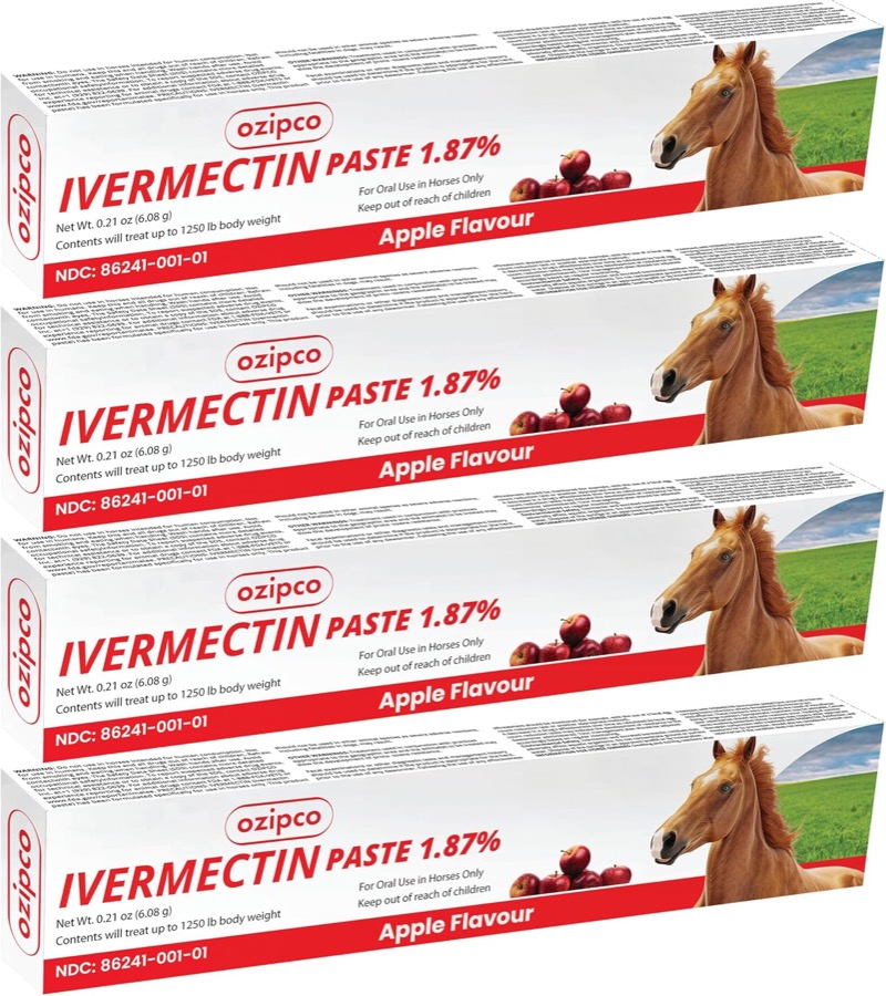 OZIPCO Ivermectin Horse Paste 1.87% | Apple Flavor – 6.08g Syringe for Equine Use Only Up to 1250 LB