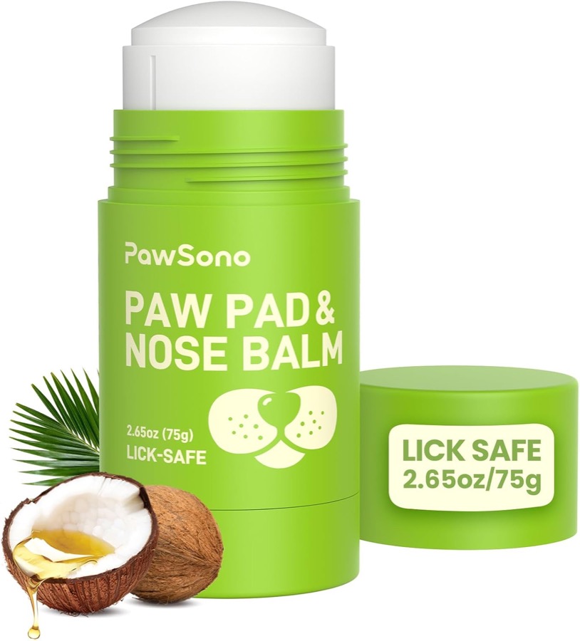 PawSono Lick-Safe Dog Paw & Nose Balm with Coconut Oil | All-Natural Moisturizer & Soother for Dry, Cracked Pads & Snout, Hea